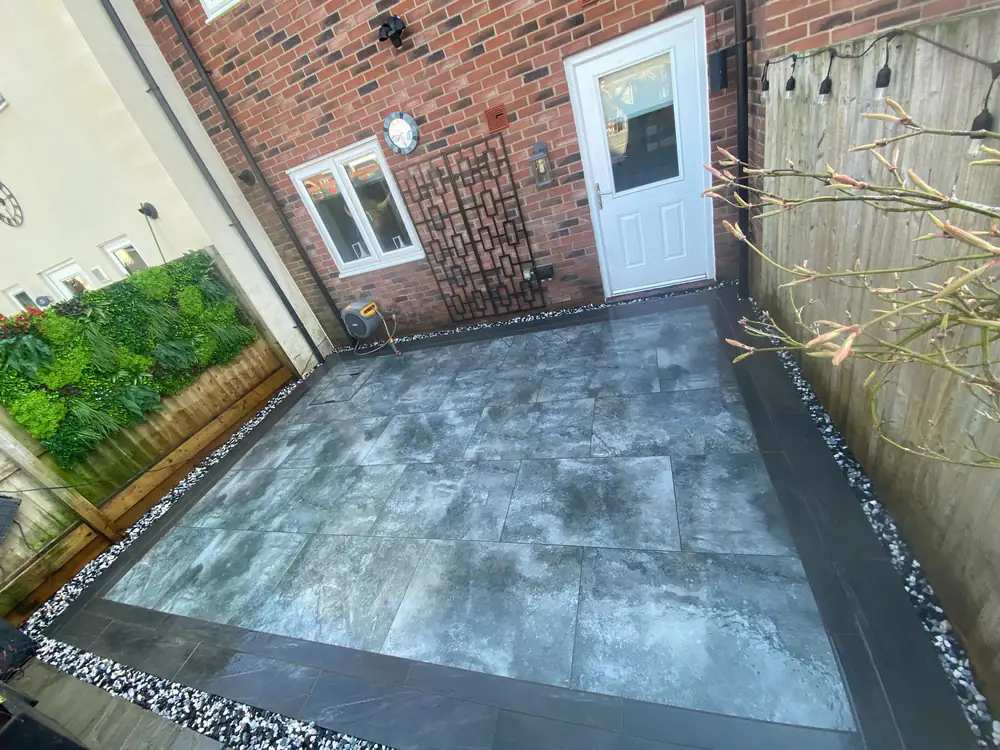 Modern gray patio tiles in Ribble Valley