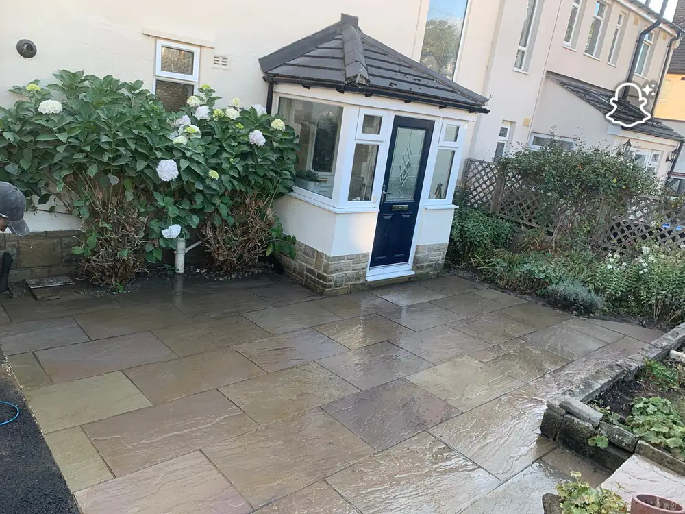 Residential sandstone patio entrance